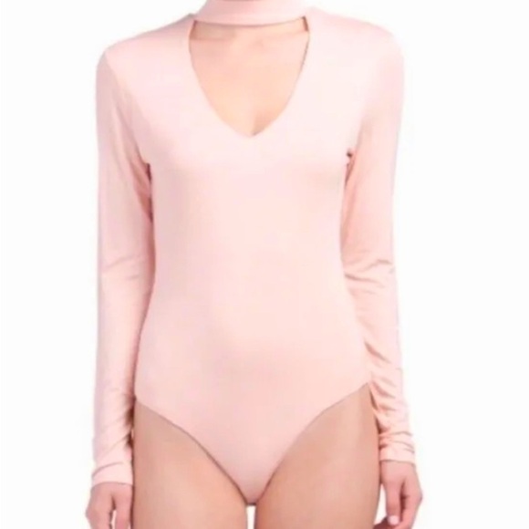 WAYF Pink Choker Cut Long Sleeve Bodysuit Size Medium NWT - Picture 1 of 5